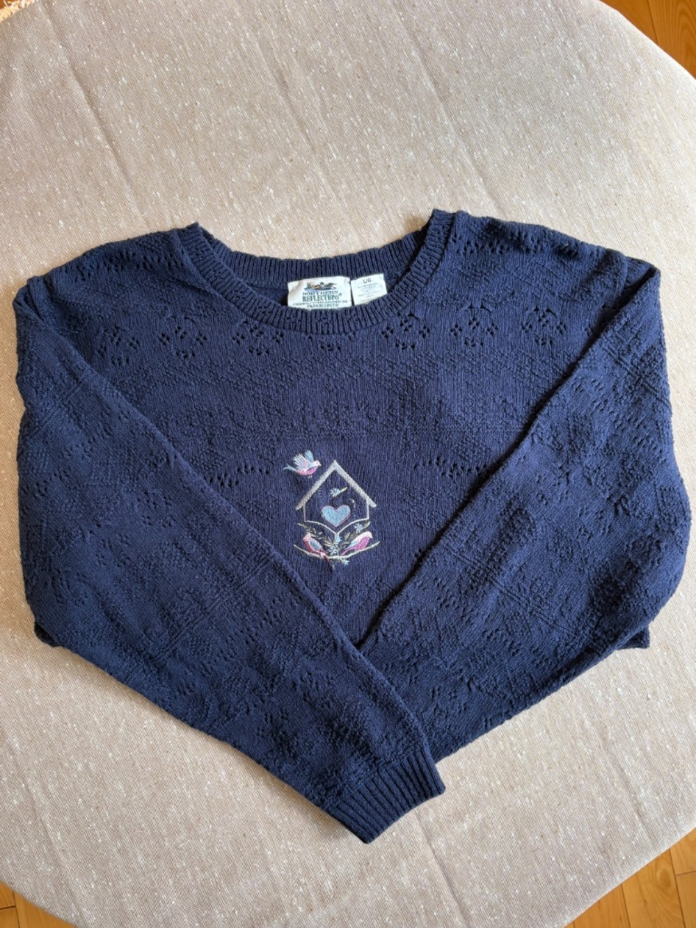 Vintage 90’s Northern Reflections Knit Sweater Embroidered Birdhouse Sz Lg
